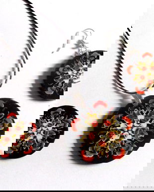 set bijuterii lemn cu mandala 41127