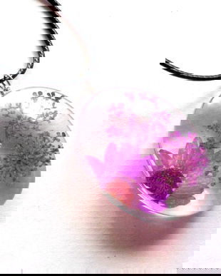 colier de sticla cu flori uscate 41930