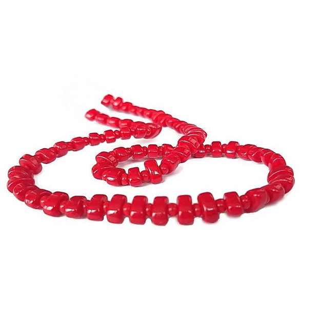 (10 buc) Coral rosu, dreptunghilar si rondele MG.0089.16