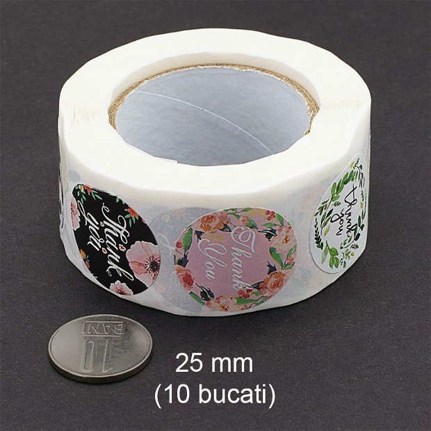 Etichete autoadezive design floral (stickere), 10 bucati, 25 mm, EA-11