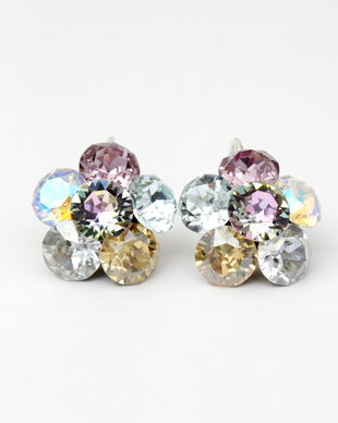 Cercei Swarovski  Big Chaton Flower / Argint 925