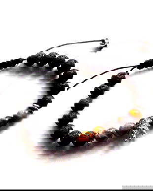 bratara unisex cu roca vulcanica si ochi de tigru 42015