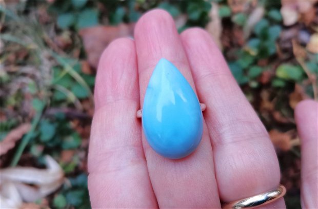 Inel Opal albastru si Argint 925 - IN1137 - Inel albastru reglabil, inel pietre semipretioase, cadou sotie, cristaloterapie, cristale vindecatoare