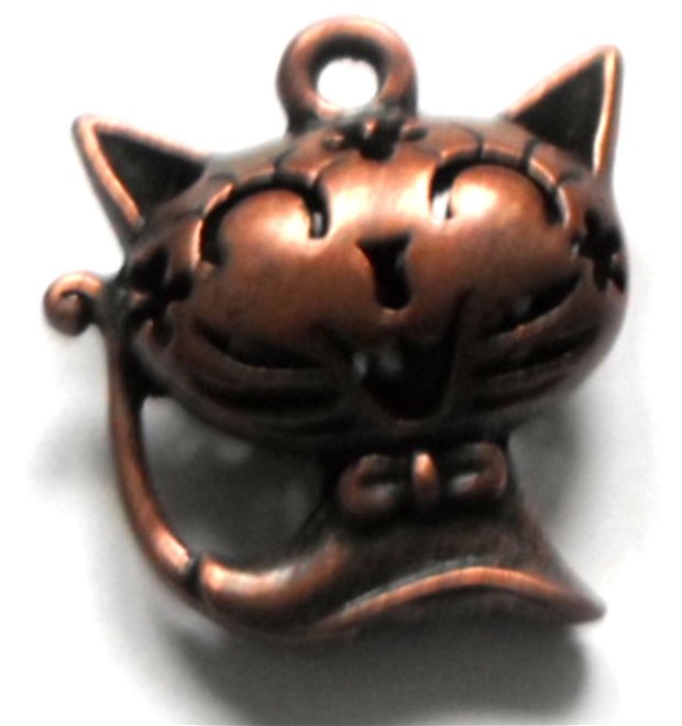 Pandantiv metalic pisica cu papion cupru