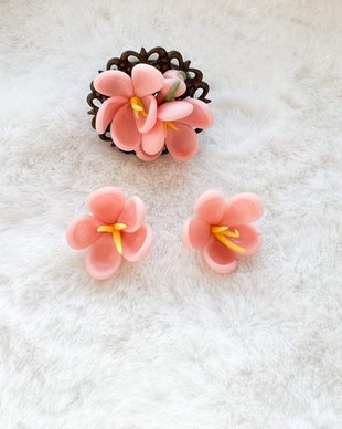 Set inel si cercei: Flori de cires