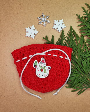 Saculet handmade de Craciun, Saculet cadou crosetat