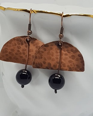 Cercei unicat, cercei din cupru, cercei cu pietre naturale, cercei handmade.