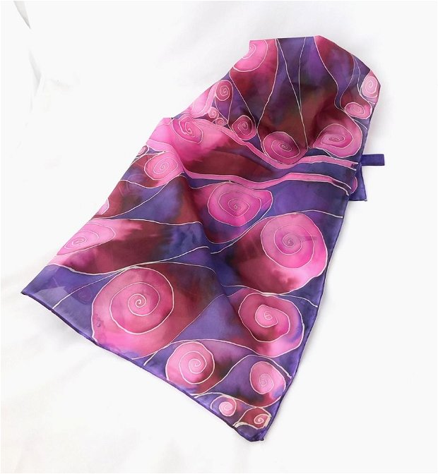 Eșarfă din mătase naturală - Purple Ocean
