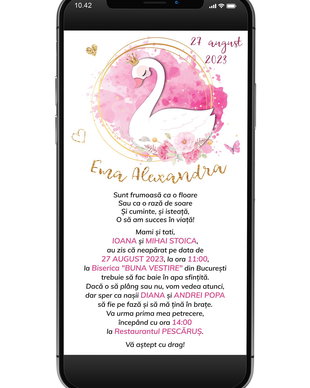 Invitatie digitala botez fetite