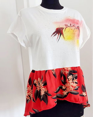 Tricou din bumbac organic pictat XS