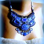 Oferta  ! SAFIR /  Lapis Lazuli , calcedonii - colier brodat, antichitati recreate, podoabe pe viata