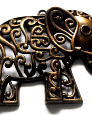 Pandantiv metalic elefant rama bronz