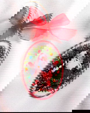 glob pe lemn cu mos craciun 41919