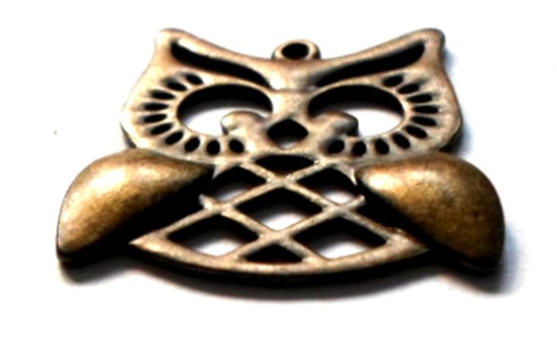 Pandantiv metalic bufnita rama cu romburi bronz
