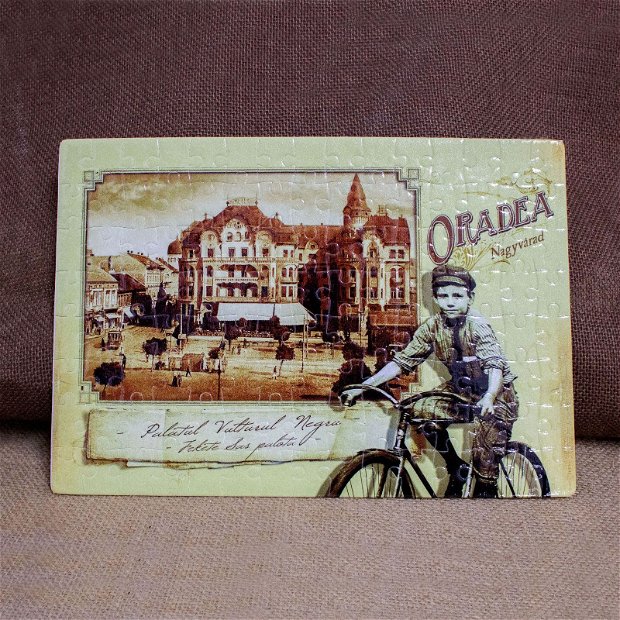 Puzzle suvenir "Palatul Vulturul Negru, Oradea", vintage, 120 piese
