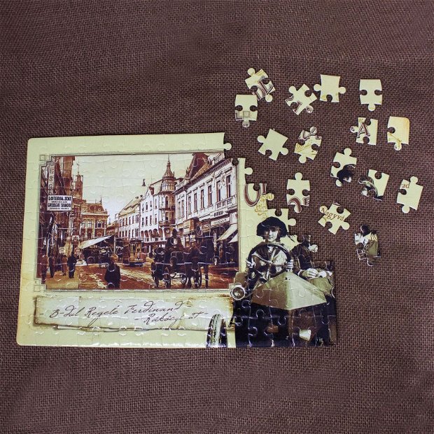 Puzzle suvenir "B-dul Regele Ferdinand, Oradea", vintage, 120 piese