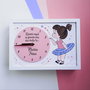 Ceas fetita balerina personalizat cu nume pictat manual cu mesaj