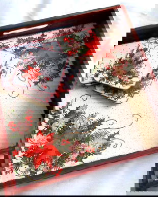 set tava si suport pahare cu model de craciun 42161