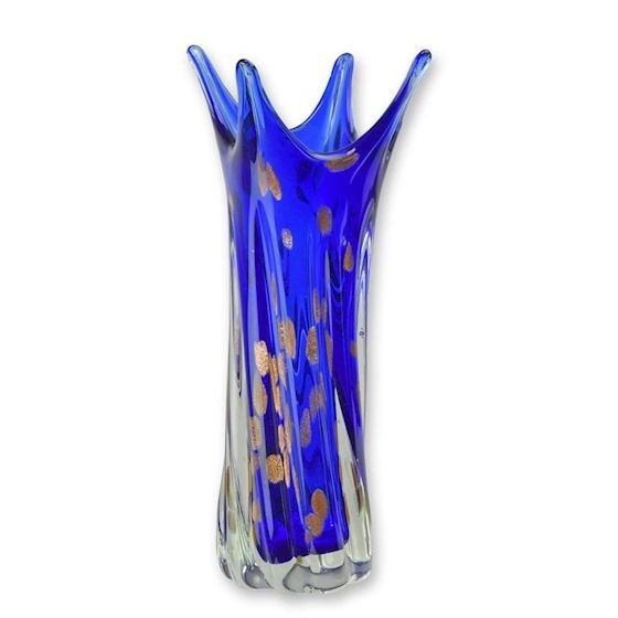 Vaza albastra din sticla Murano