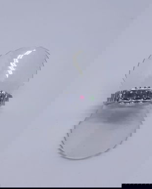 Inel unicat din argint fin, texturat si antichizat, cu cristale Swarovski colorate montate in gherute