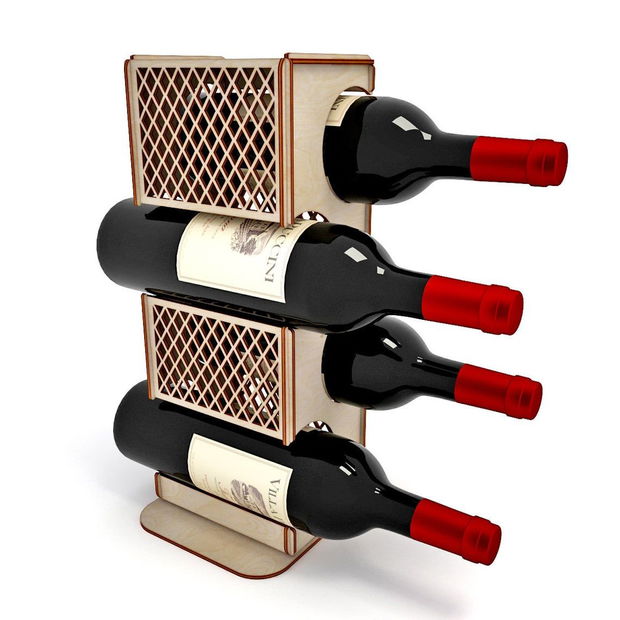 Suport 4 Sticle Vin, Lemn, 40×13 Cm, CTVS005