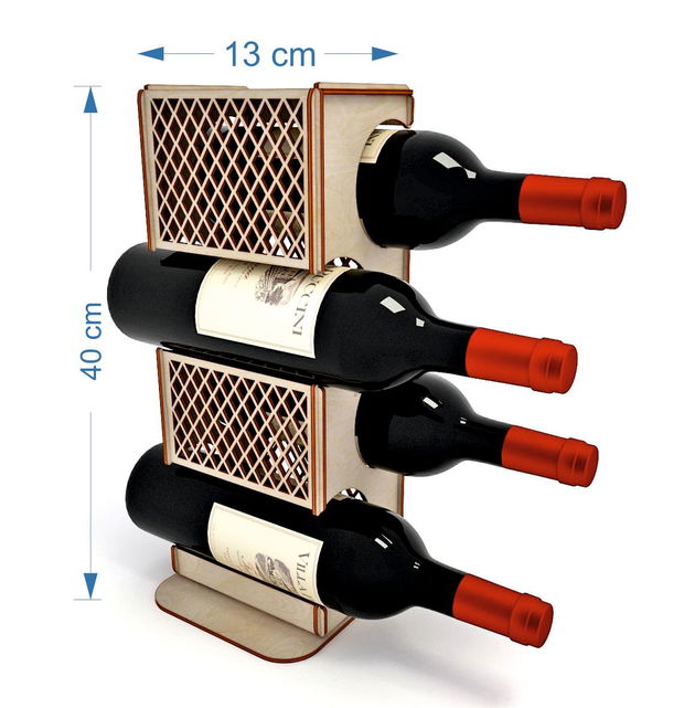 Suport 4 Sticle Vin, Lemn, 40×13 Cm, CTVS005