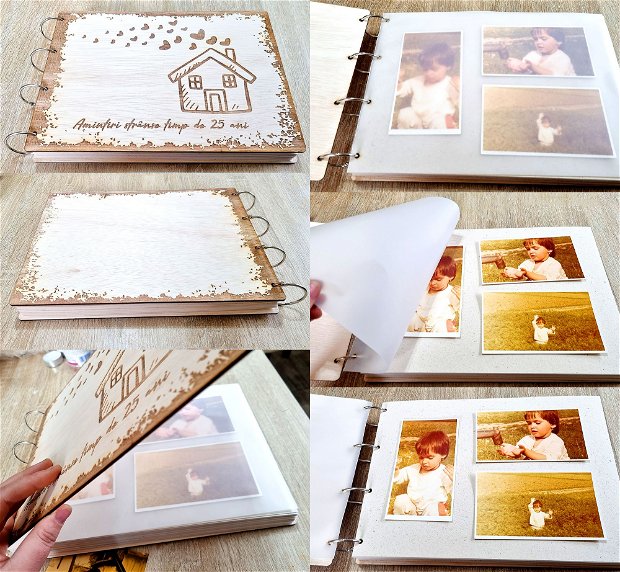 Album / Guestbook Personalizat - coperti lemn gravat