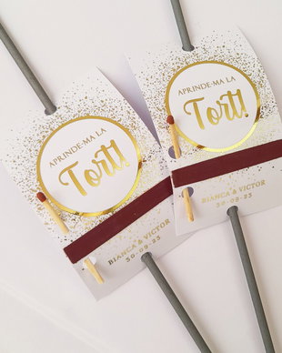 Etichete Aprinde-ma La Tort, etichete personalizate pentru artificii