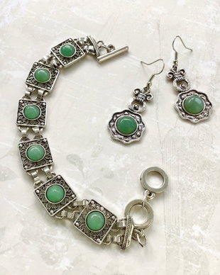 Set vintage Aventurin verde