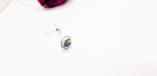Cercei "Albastrele" din portelan si argint Swarovski
