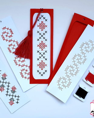 Kit creativ semn de carte cusut manual "Dor de tradiții"