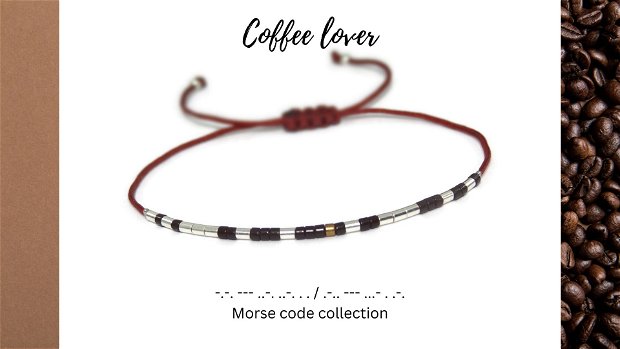 Bratara minimalista "coffee lover" - cod morse / Bratari personalizate