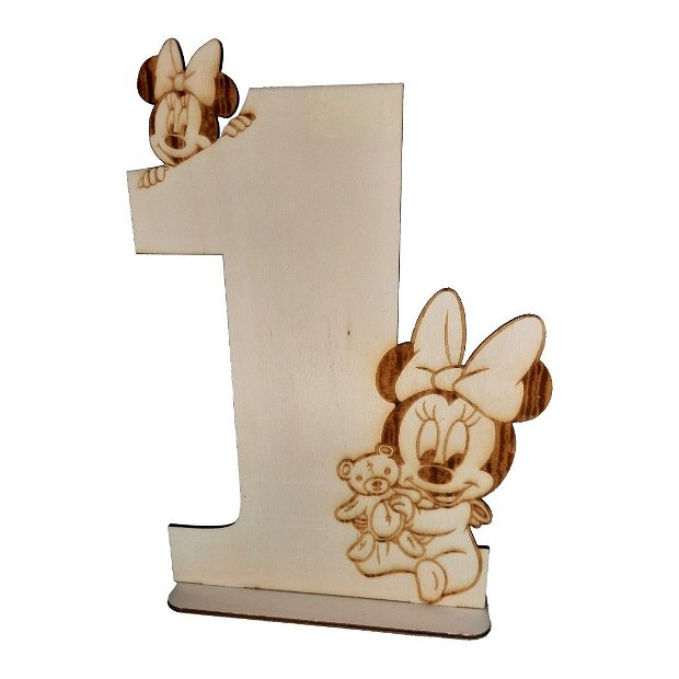 Cifra Aniversara, Personalizata, Minnie Mouse, Lemn, 33x24cm, DCA005