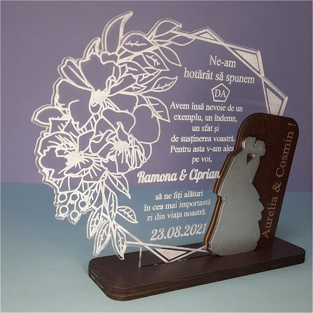 Decoratiune Cadou, Cerere Nasi, Personalizata, Plexiglas Transparent, 24x20cm, DCCN004