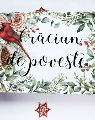 Cutie Amintiri Craciun Personalizata - Green Vintage Winter