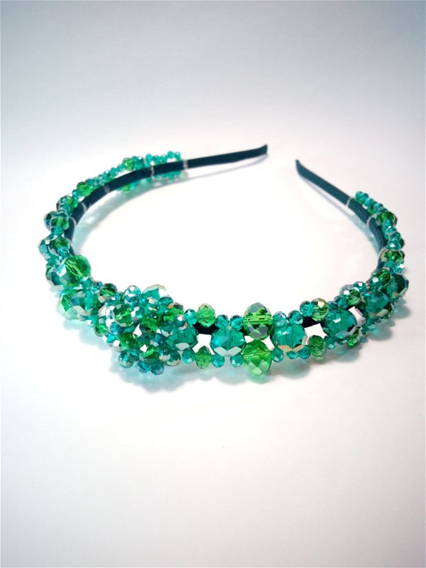 Diadema/ Tiara cristale verde smarald