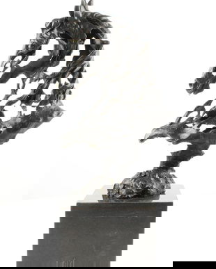 Cap de cal-statueta din bronz cu un soclu din marmura