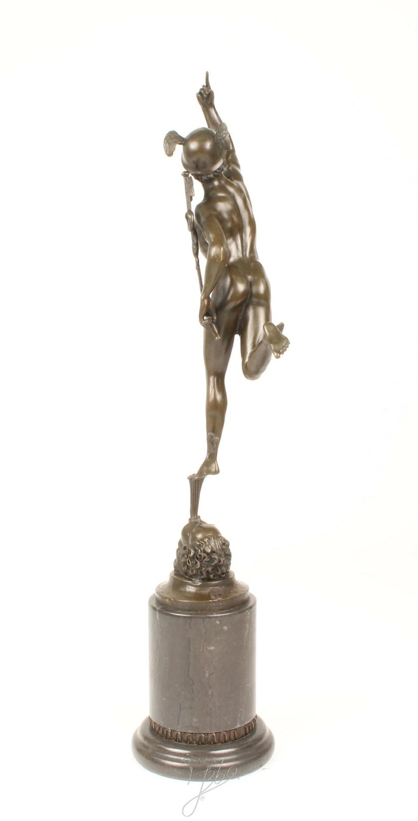 Mercur- statueta din bronz pe un soclu din marmura