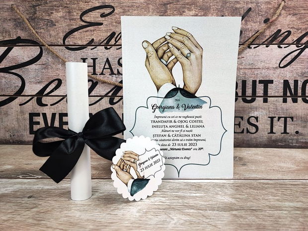 Invitatie papirus Couple Hands