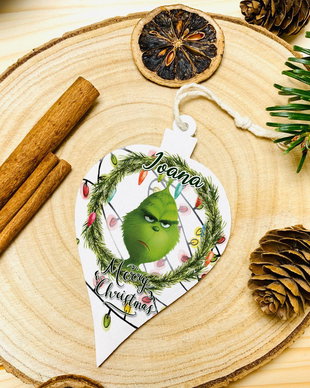 Glob Craciun Personalizat din Lemn - Morocanosul Grinch