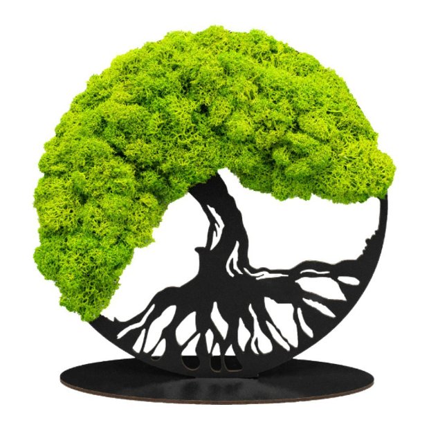 Decoratiune Copacul Vietii Cu Licheni Naturali Stabilizati, Verde Deschis, DL007