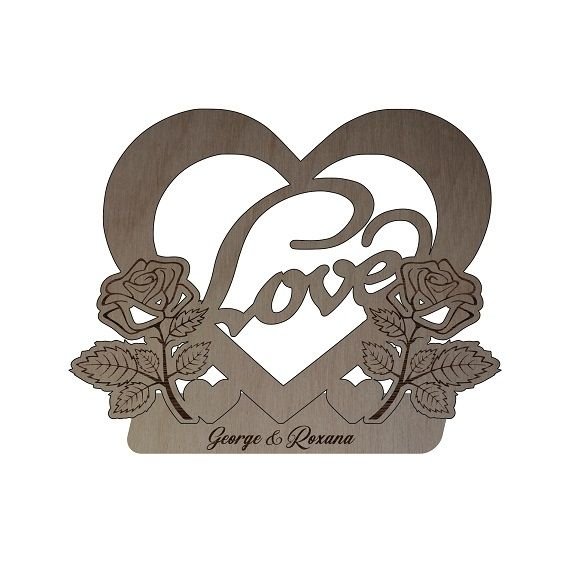 Decoratiune Love Personalizata, Lemn, 20x15cm