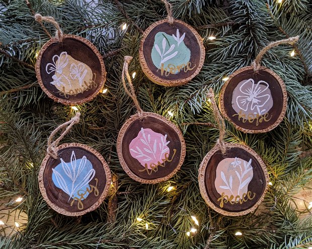 Set de 6 ornamente de Craciun FLORAL