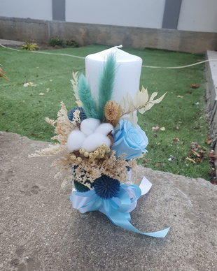 Lumanare botez flori criogenate