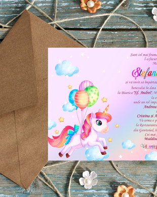 Invitatie botez UNICORN DREAM