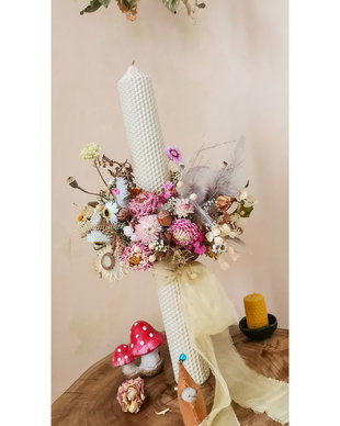 Lumânare botez flori uscate