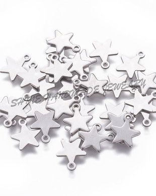 Charm stea, otel inoxidabil, 10x8x0.8mm