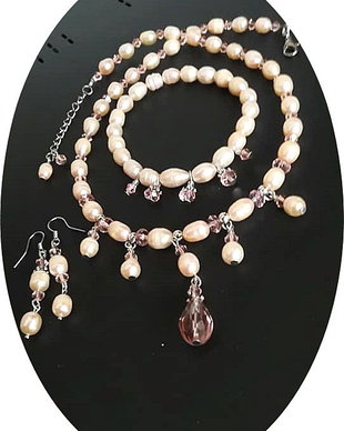 set perle de cultura somon si cristale