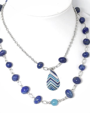 Colier multisir lapis lazuli /inox