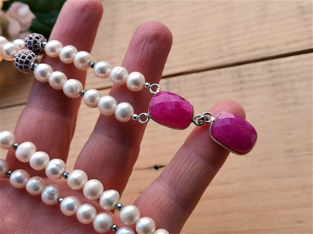 Colier perle & rubin